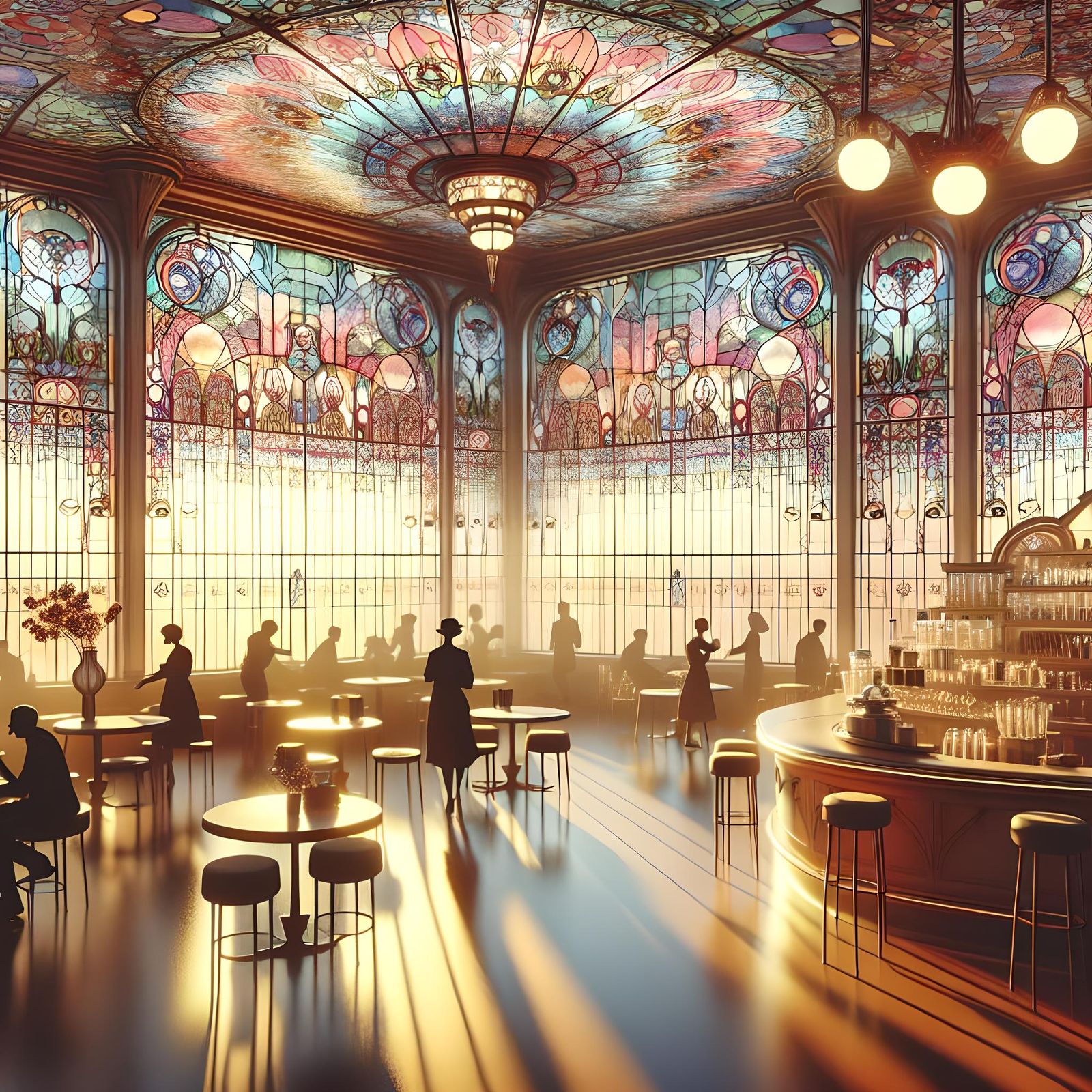 Art Nouveau Coffee Bar at Sunset
