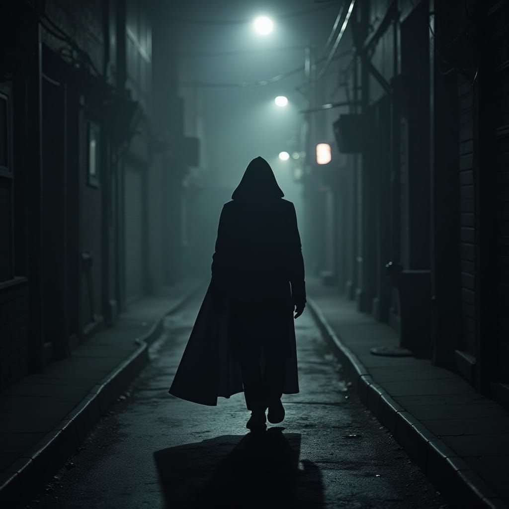 Mysterious Guardian of Secrets Wanders City Streets in Darkn...