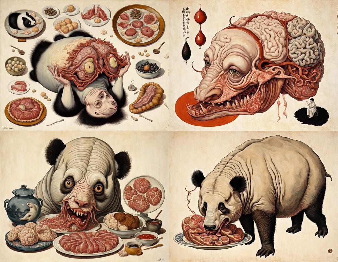 Ukiyo-e Hybrid Creature: Grotesque Anatomy and Mythical Horr...