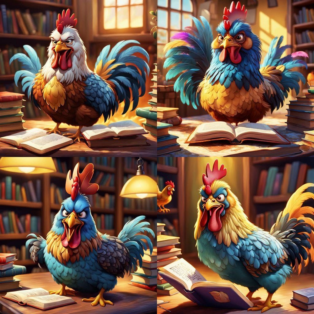 Grumpy Chicken Reading: A Humorous Scene