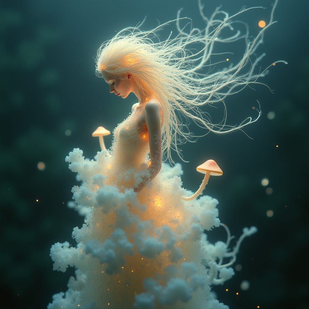 Ethereal Being in Soft, Shimmering Aura