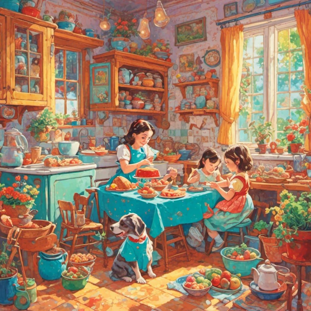 Psychedelic Domestic Scene: AI Generated Art