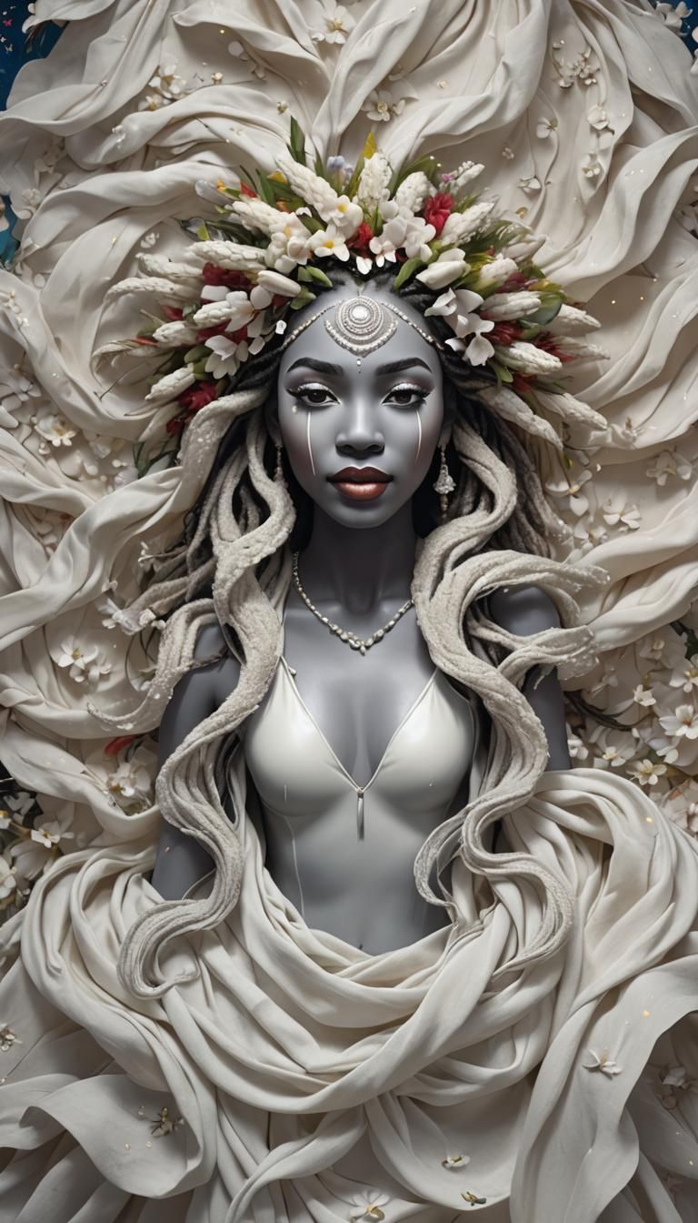 Passionate Creole Dancer in Wildflower Necklace