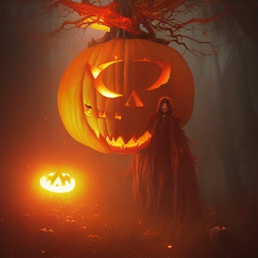 Spooky Pumpkin King in Dark Fantasy Style
