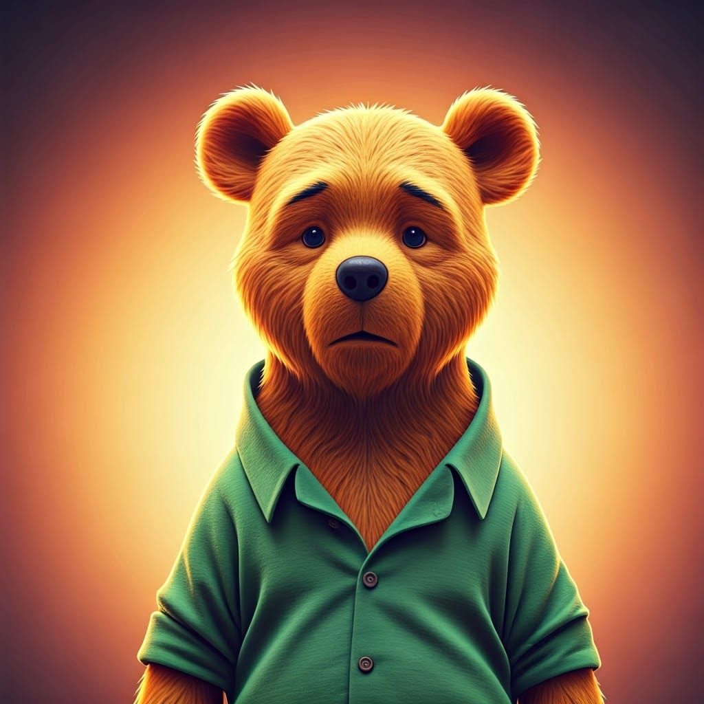 Worried Pooh Bear Reimagined in Pixar Style