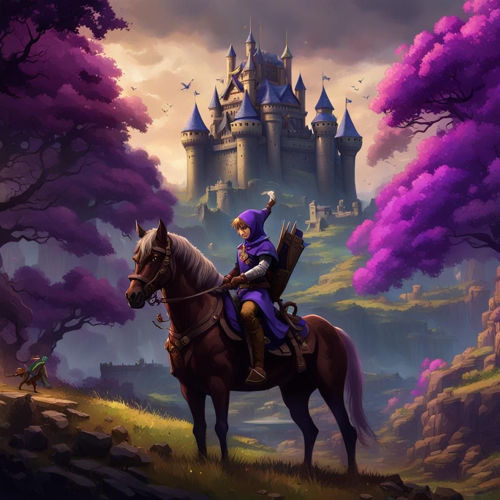 Hero Confronts Monster in Dark Fantasy Landscape