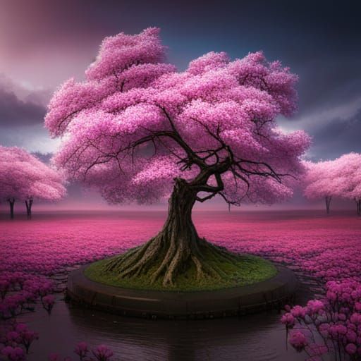 Detailed Cherry Blossom Tree Fantasy Art