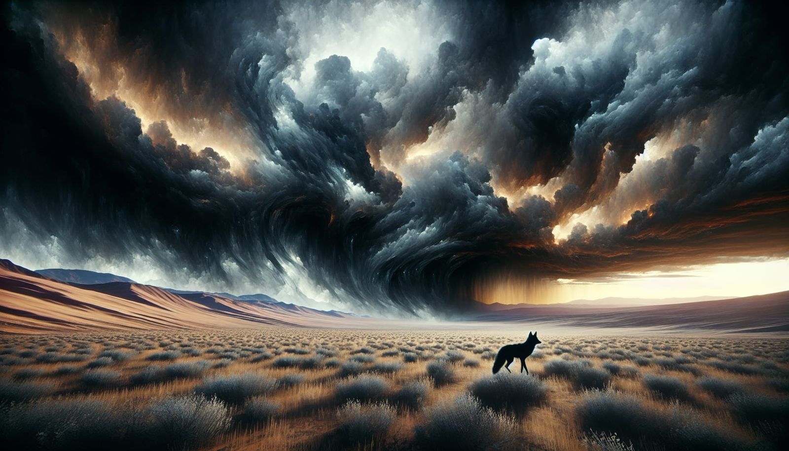 Coyote in Colorado Desert Thunderstorm: Matte Painting