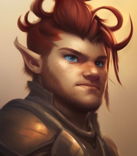Fierce Halfling Paladin Portrait in Artstation Style