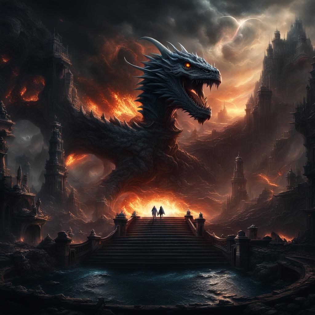 Epic Black Hole Void Dragon Digital Painting