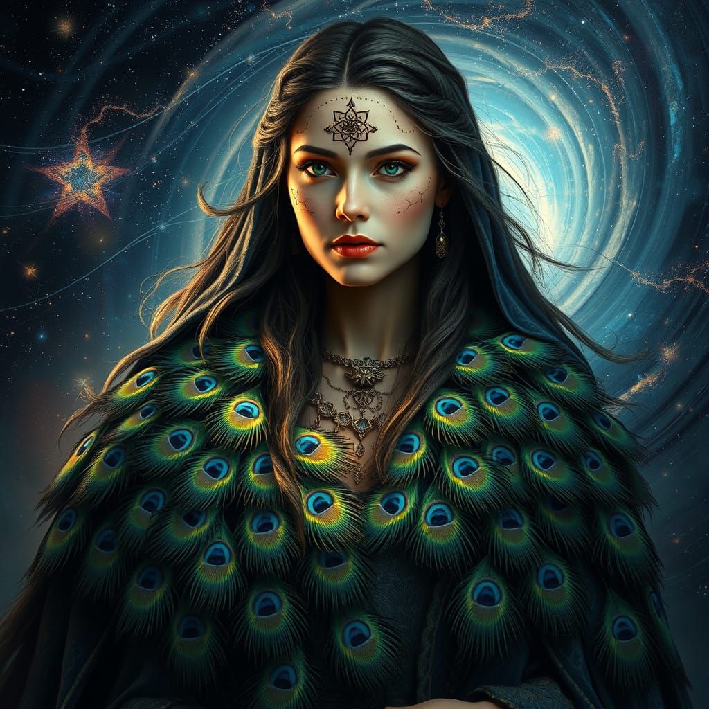 Druidic Priestess Portrait with Cosmic Energy