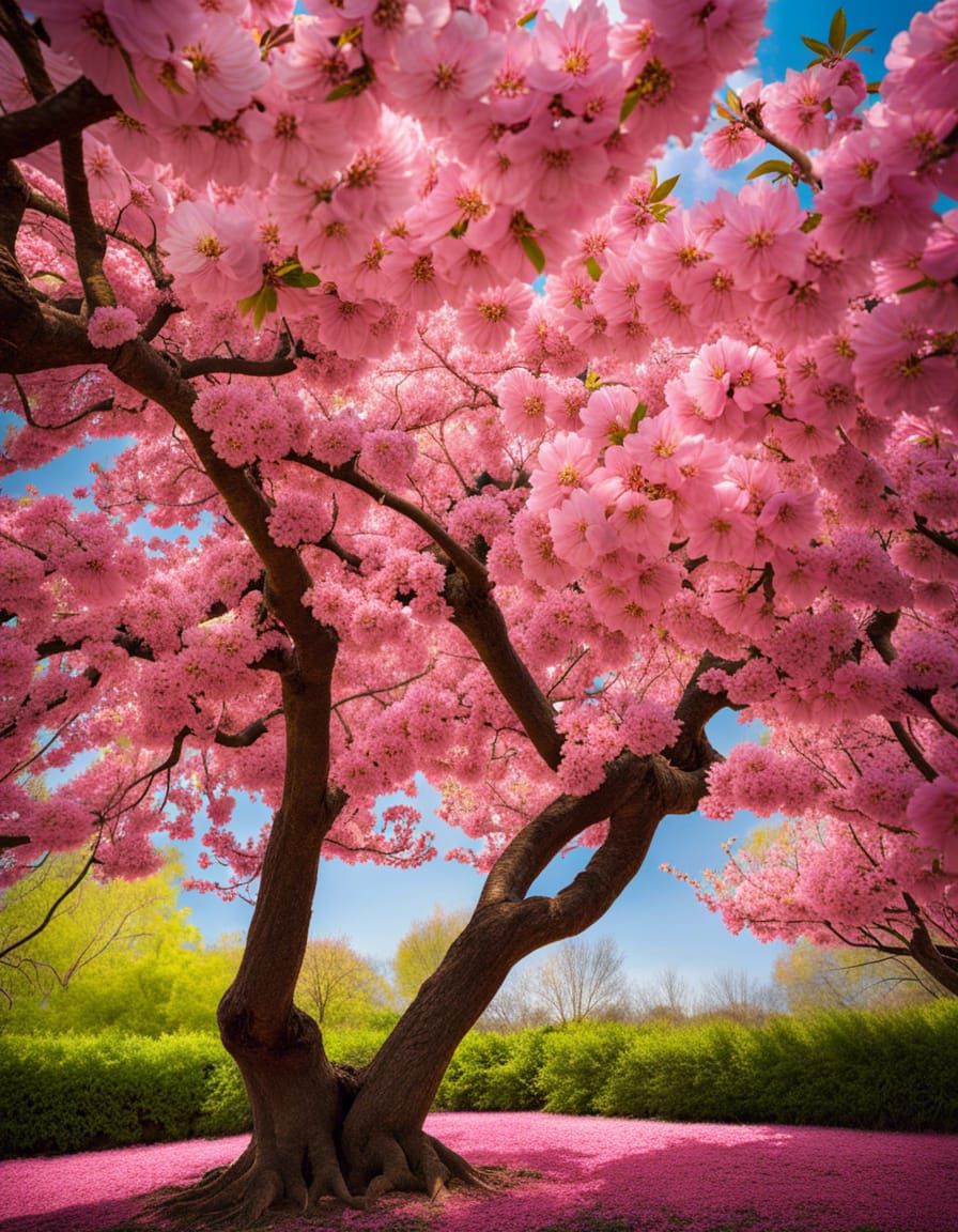 Magnificent Pink Blossom Tree in Lush Garden