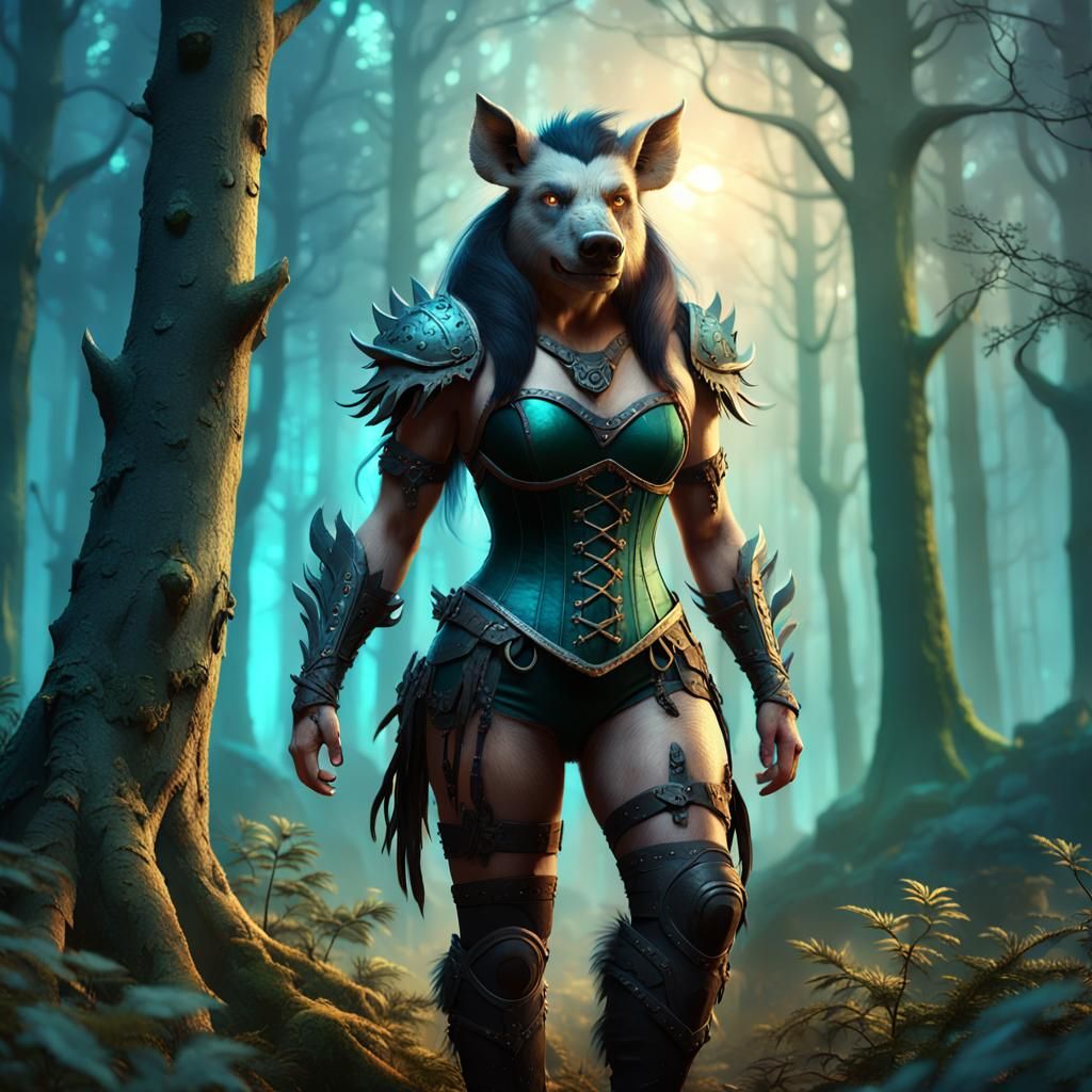 Female Werepig in Mystical Forest Concept Art