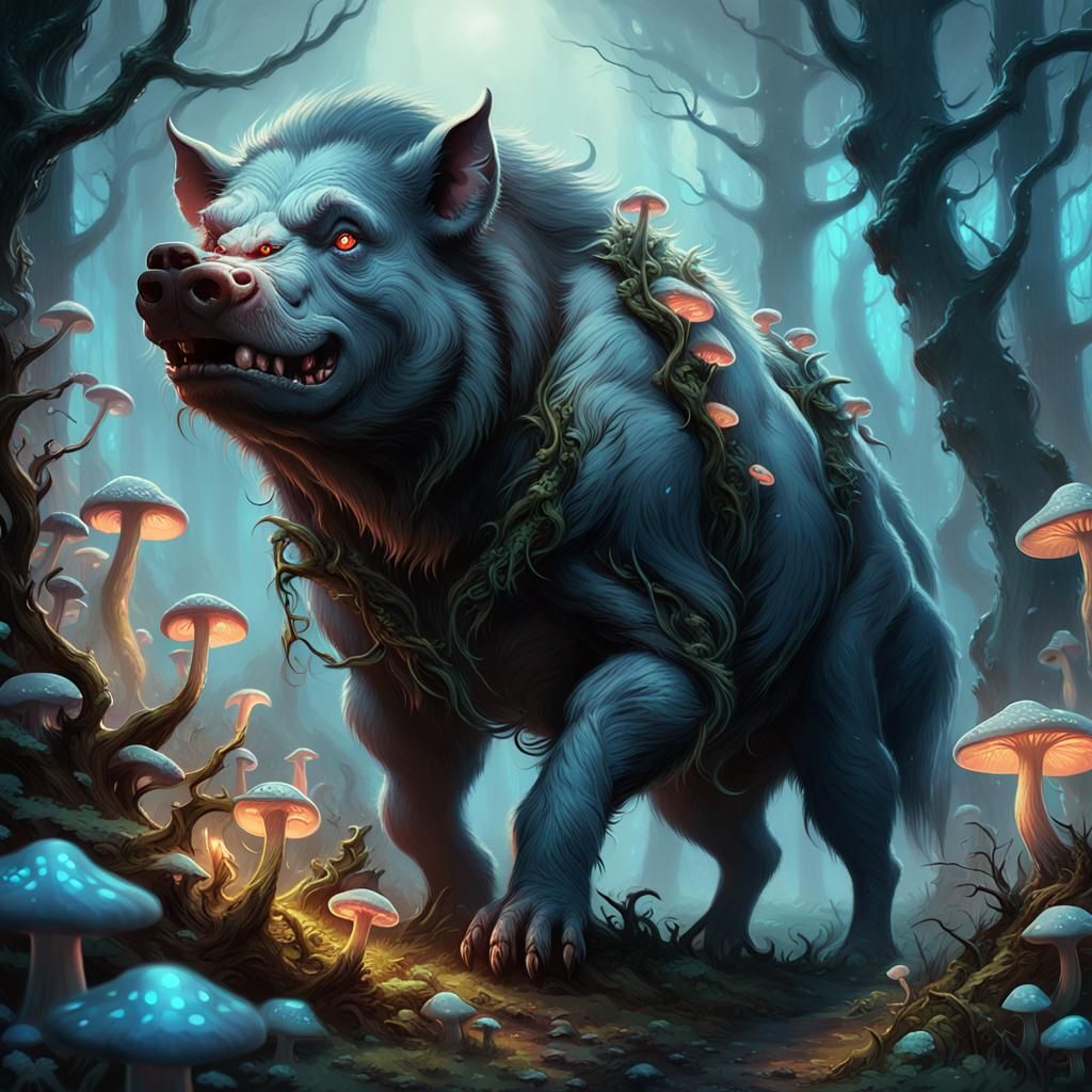 Mystical Forest Female Werepig in Fantasy Art Style