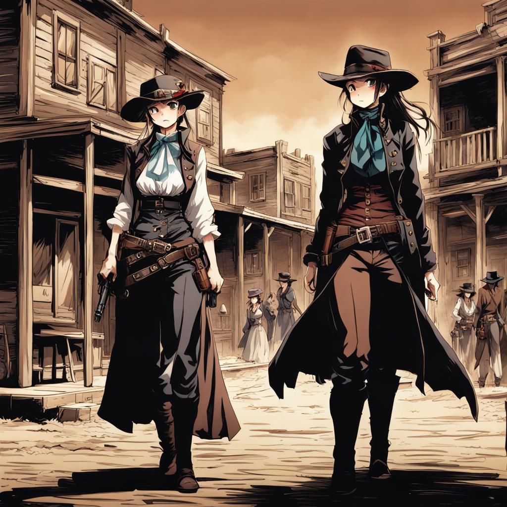 Anime Gunfighter Standoff in the Old West