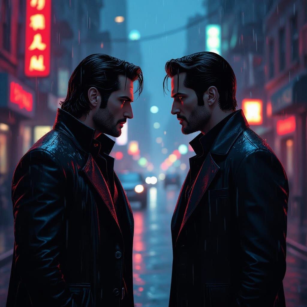 Lucifer Confronts Doppelganger in Neon City