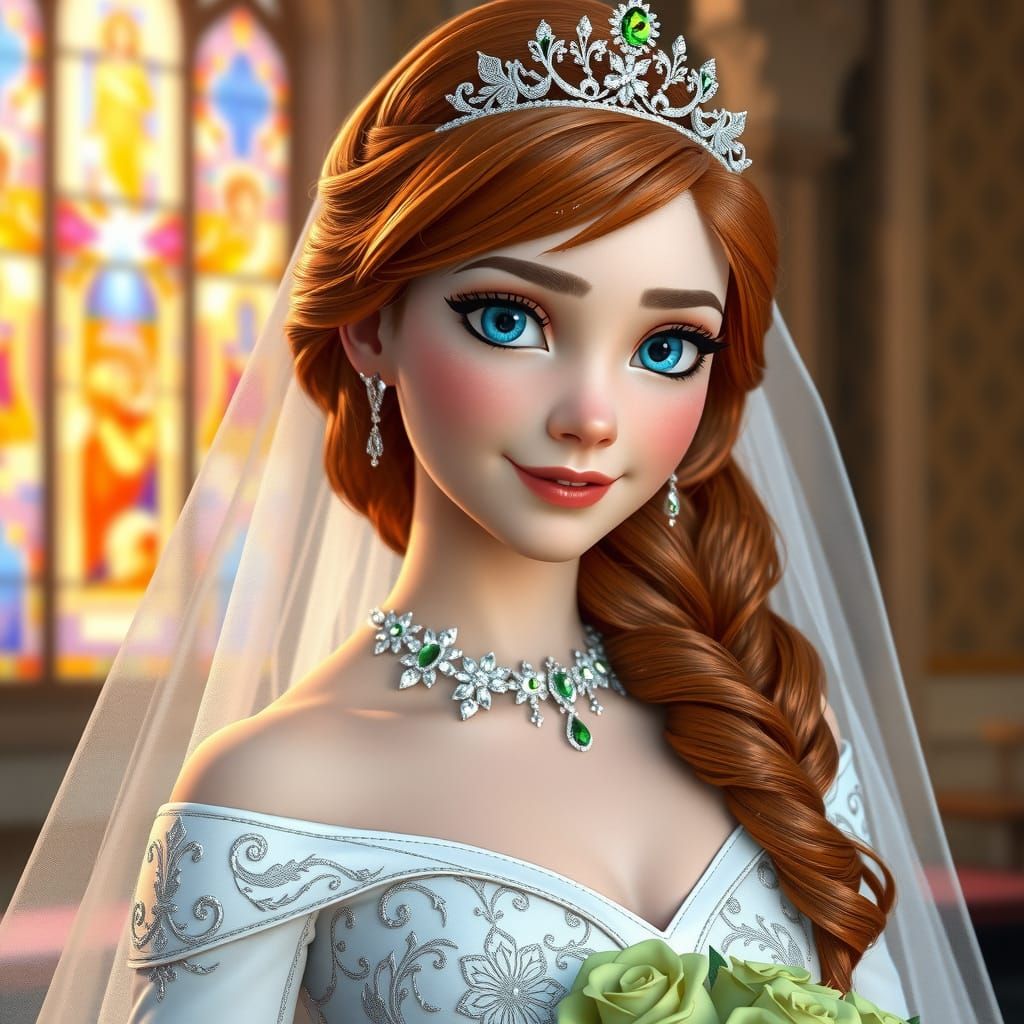 Queen Anna's Wedding Portrait in Hyperdetailed Style
