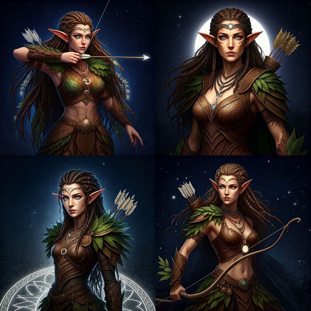 Elven Archer Silhouette in Druidic Circle
