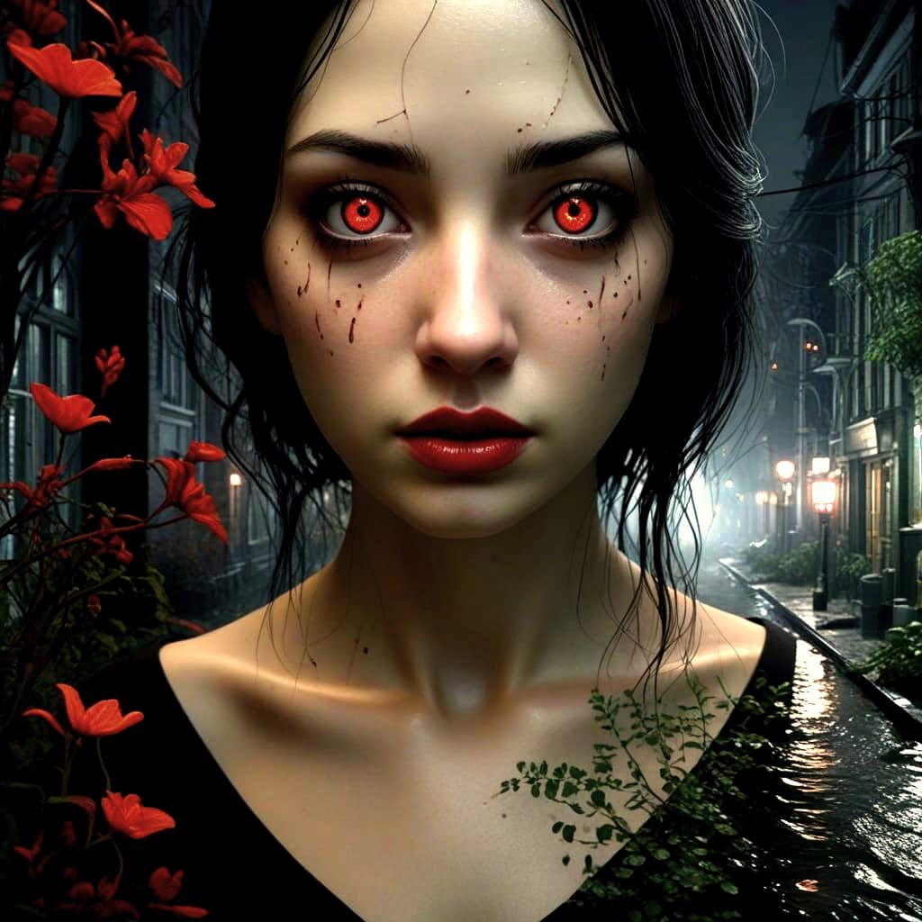 Ethereal Dark Fantasy Landscape with Ghostly Figures