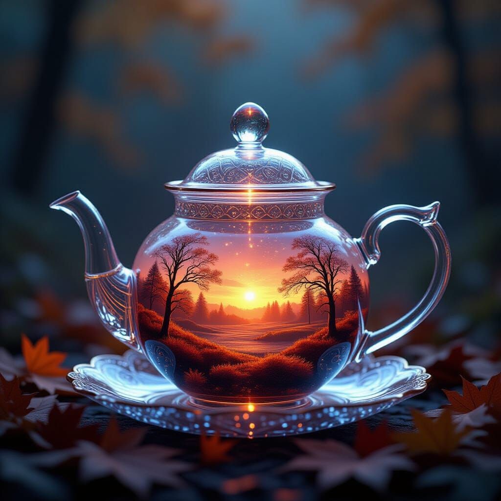 Autumn Stars Pouring From Crystal Teapot