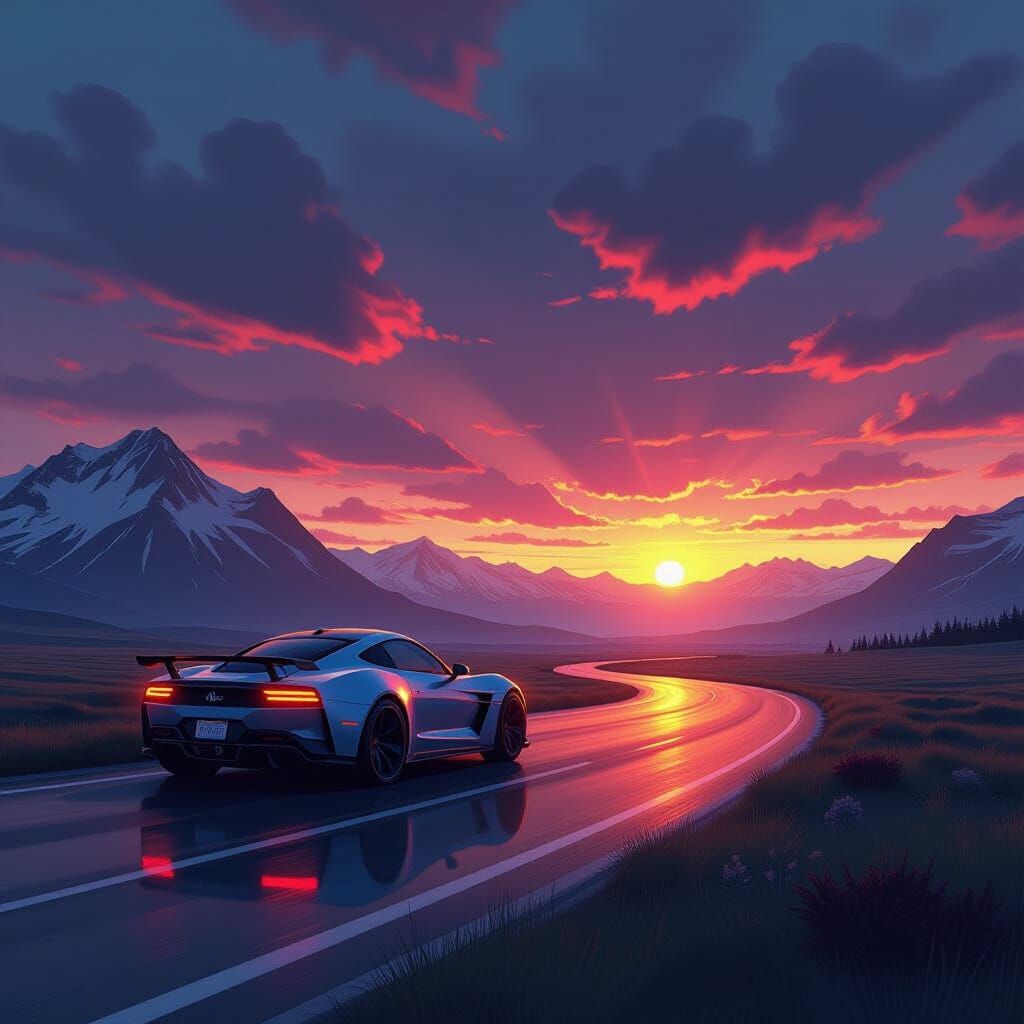 Vibrant HDR Landscape Inspired by Retro-Futurism