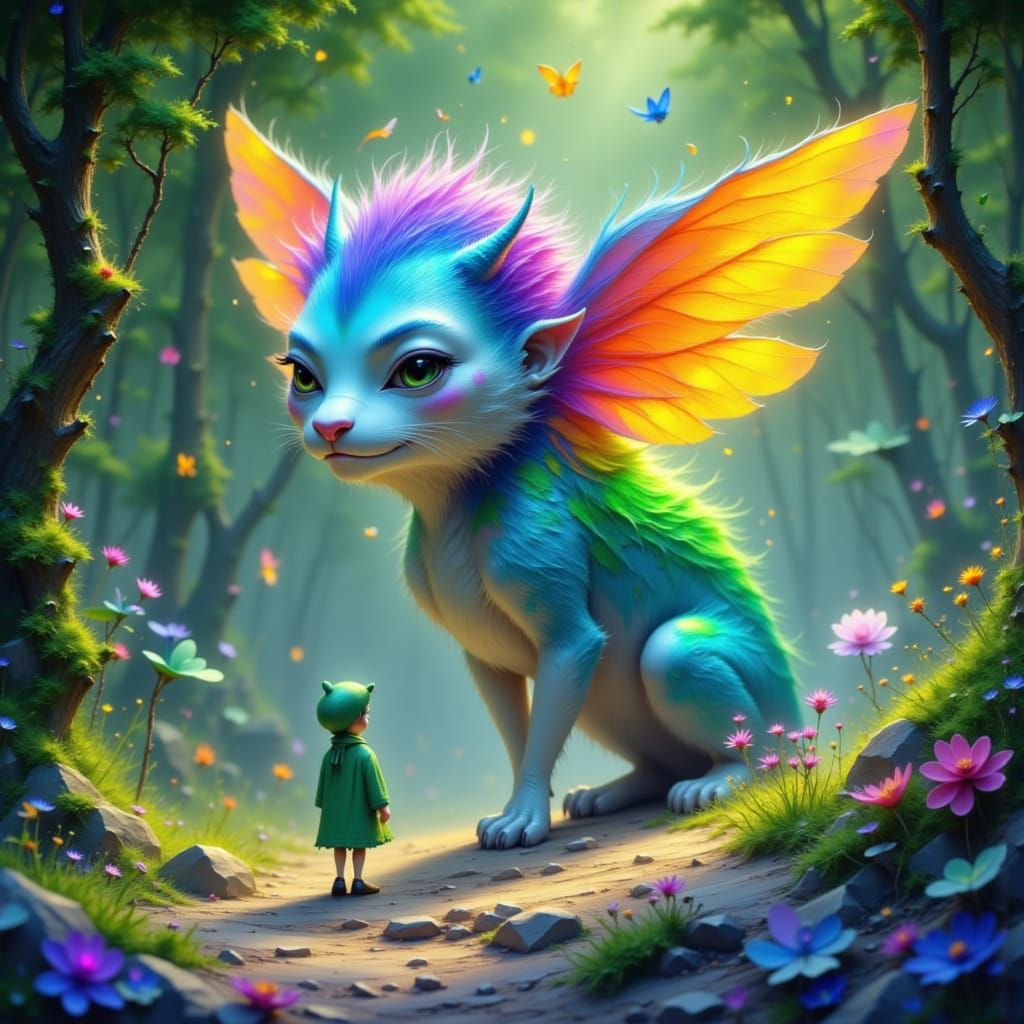 Ethereal Beast in Enchanted Glade: CGI Cartoon