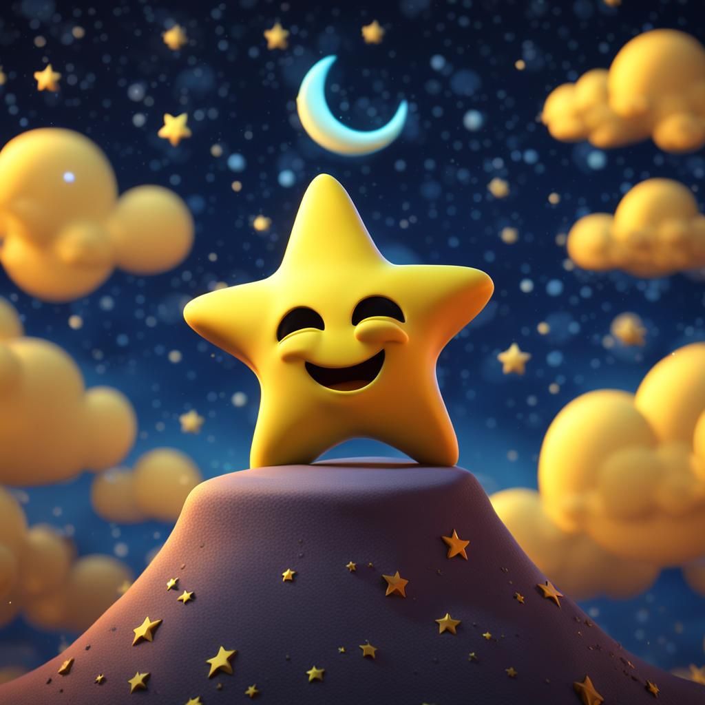 Sad Expression with Starry Night Sky: 3D Digital Art