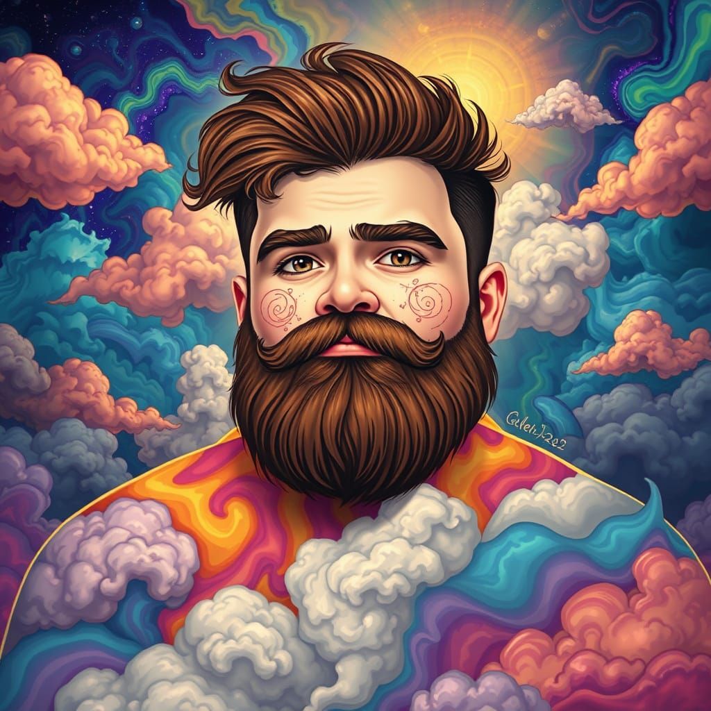 God of Storms Amidst Psychedelic Clouds