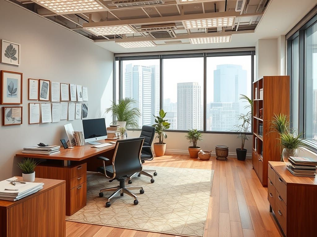 Modern Office Scene in Minimalist Style