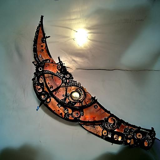 Steampunk Crescent Moon Made of Scrap Parts