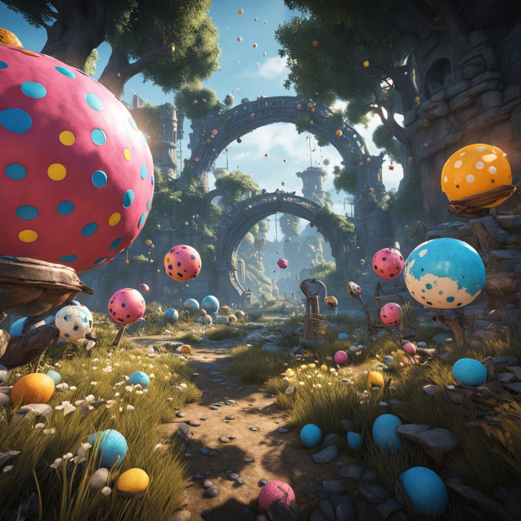 Playful Polka Dot Art in Epic 3D Style