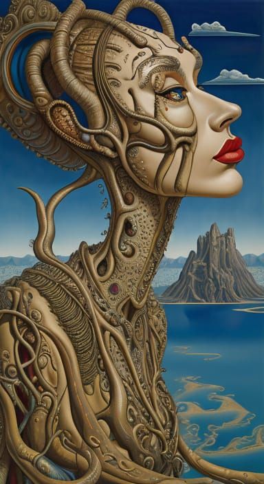 Surreal Woman Melting in Oil Paint Style