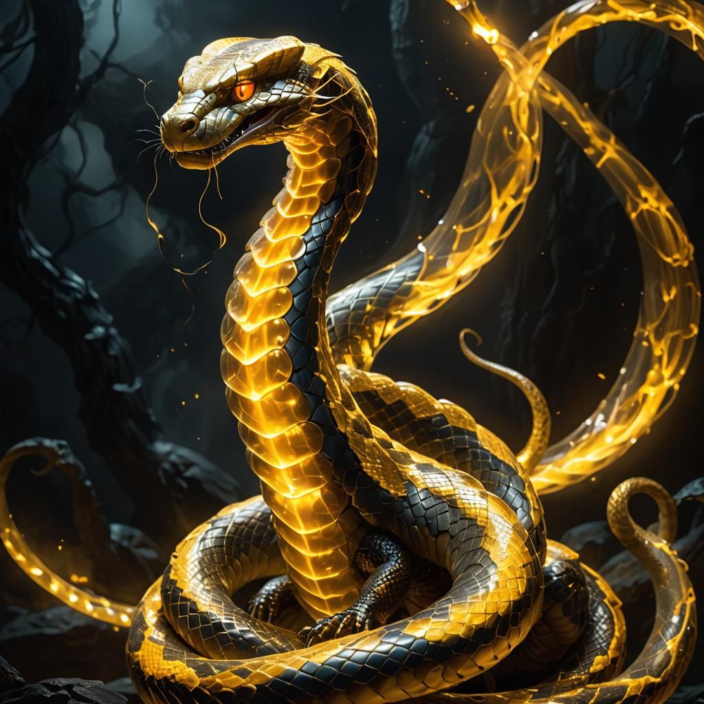 Ethereal Golden Cobra with Translucent Scales