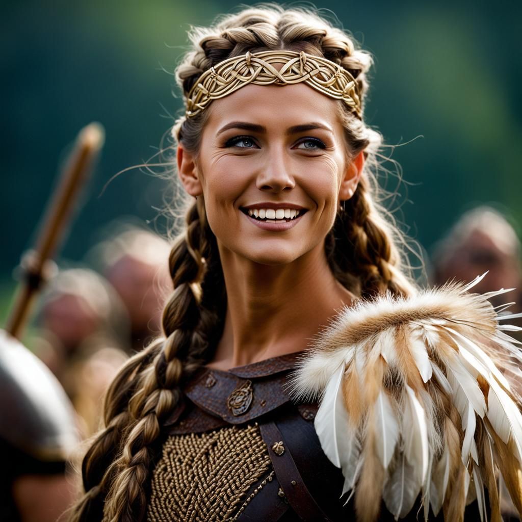 Viking Valkyrie on Bloody Battlefield, Detailed Matte Painti...