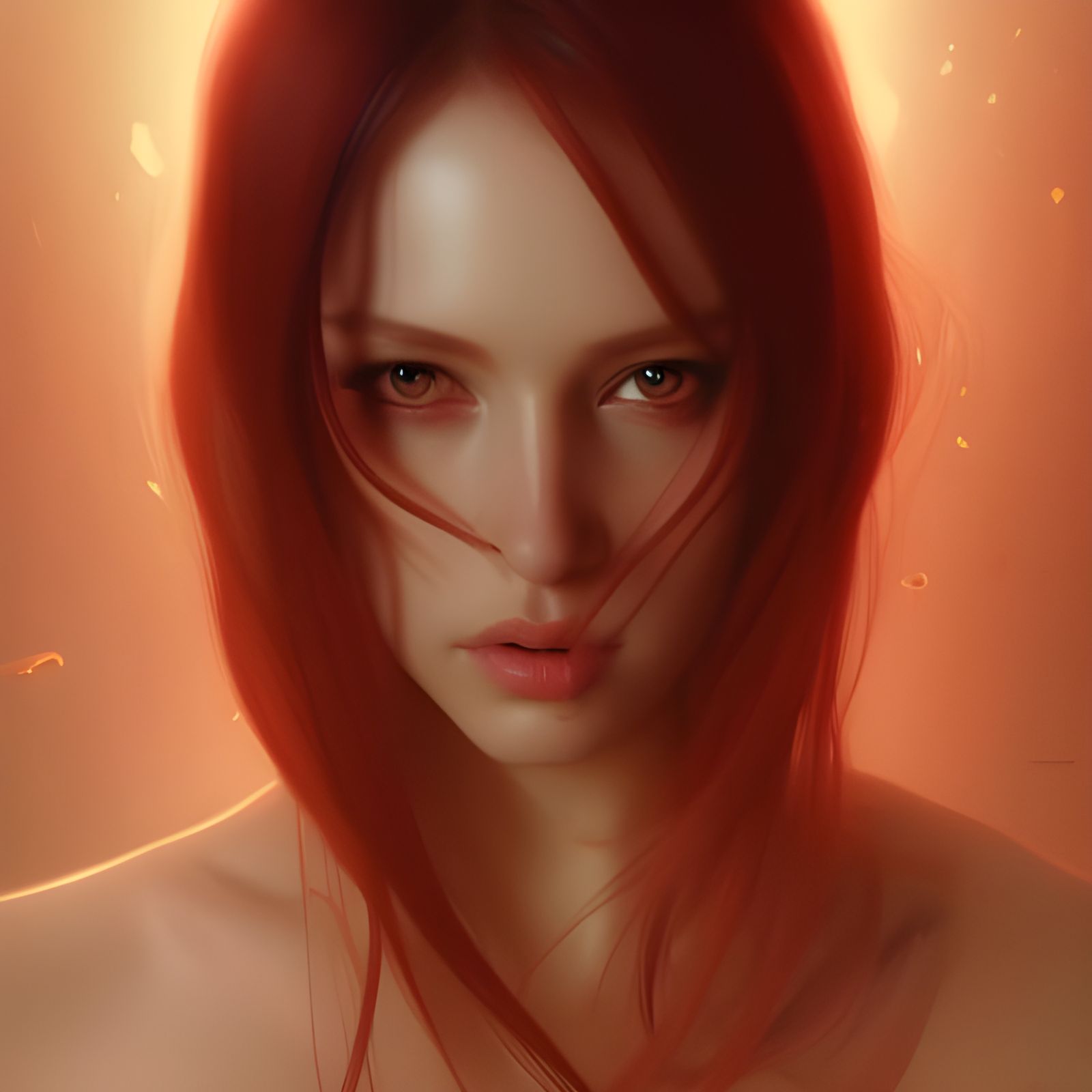 Attractive Redhead Model in Hyperdetailed Digital Art