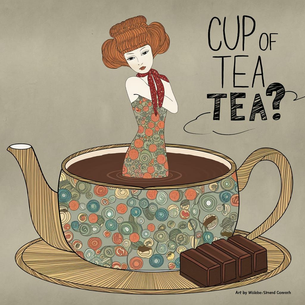 Surrealist Japanese Tea Ceremony in Klimt Style