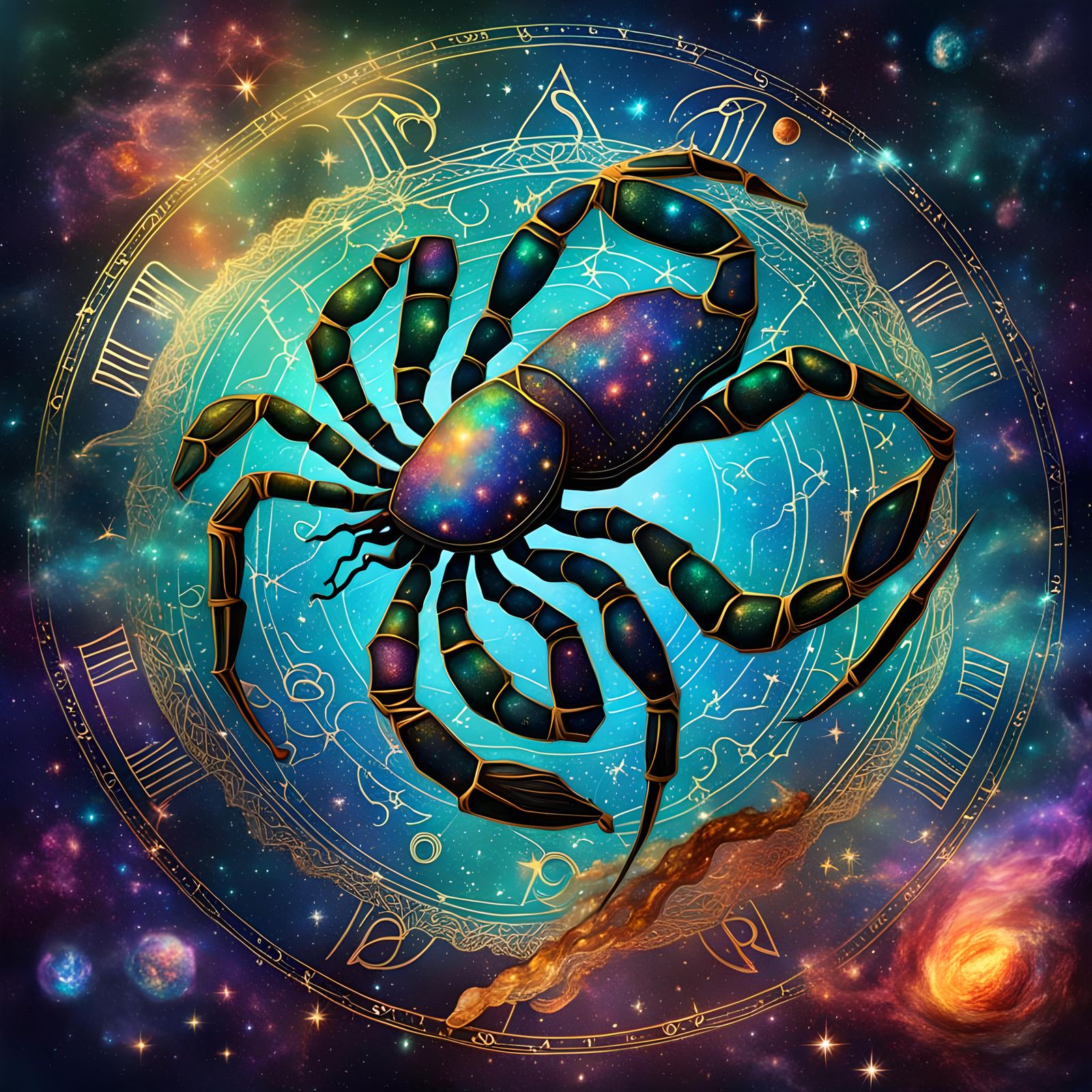 Scorpio Astral Zodiac Sign in Mixed Media