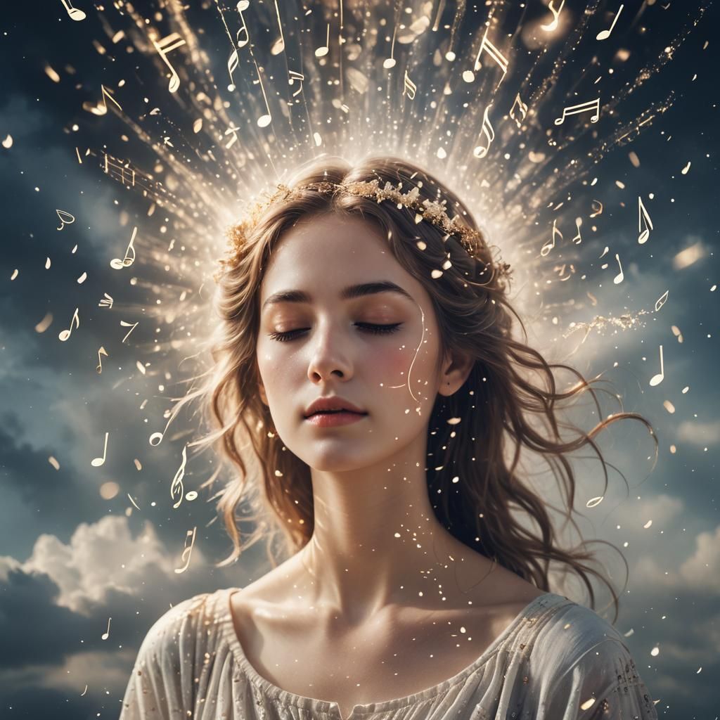 Ethereal Woman Fades Into Musical Stardust