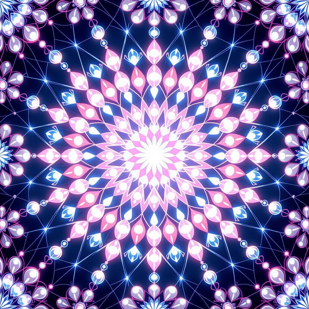 Luminous Pearl Kaleidoscope with Starburst Effect