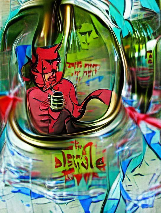 Devil in Bottle Graffiti Parallax Pop Art