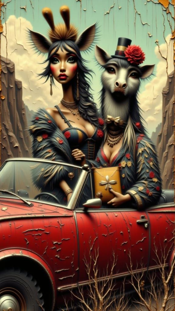 Animal Friends in Convertible at McDonald's