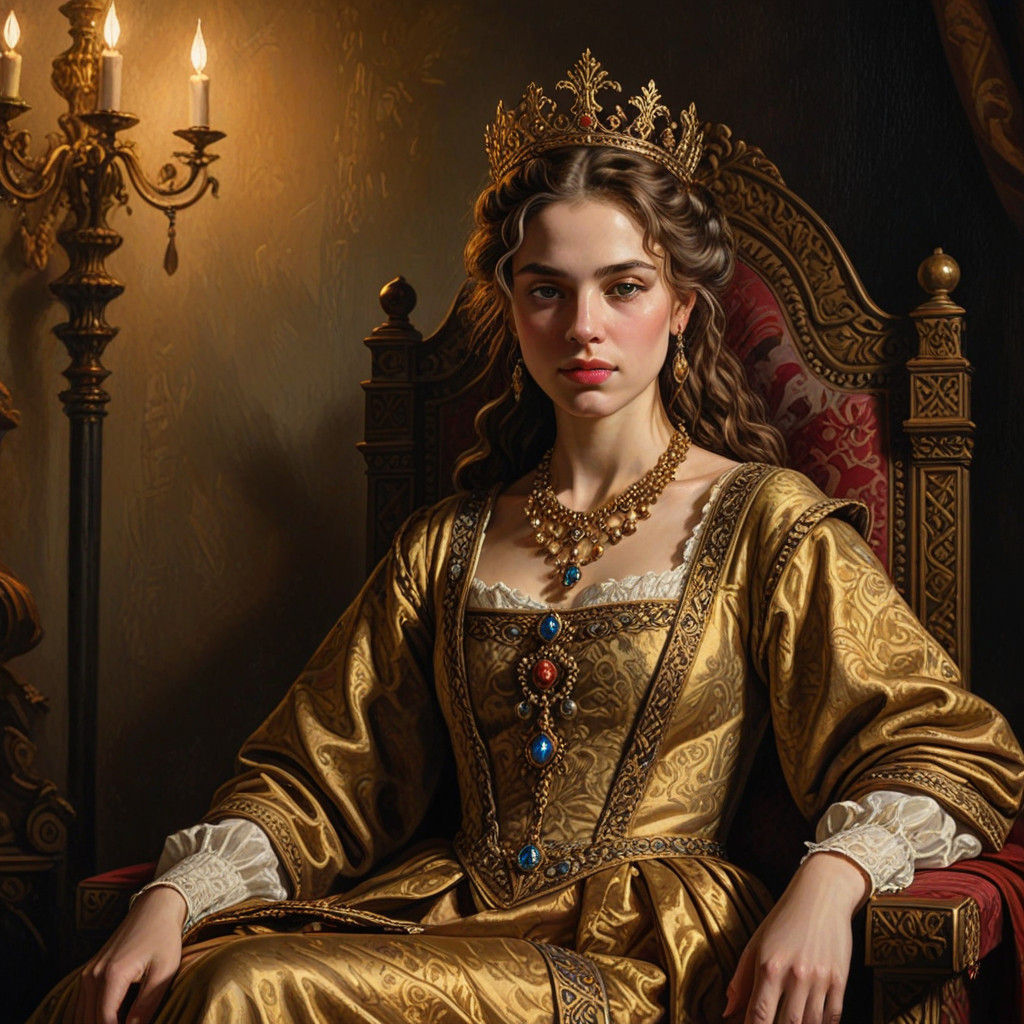 Regal Renaissance Queen in Golden Hour