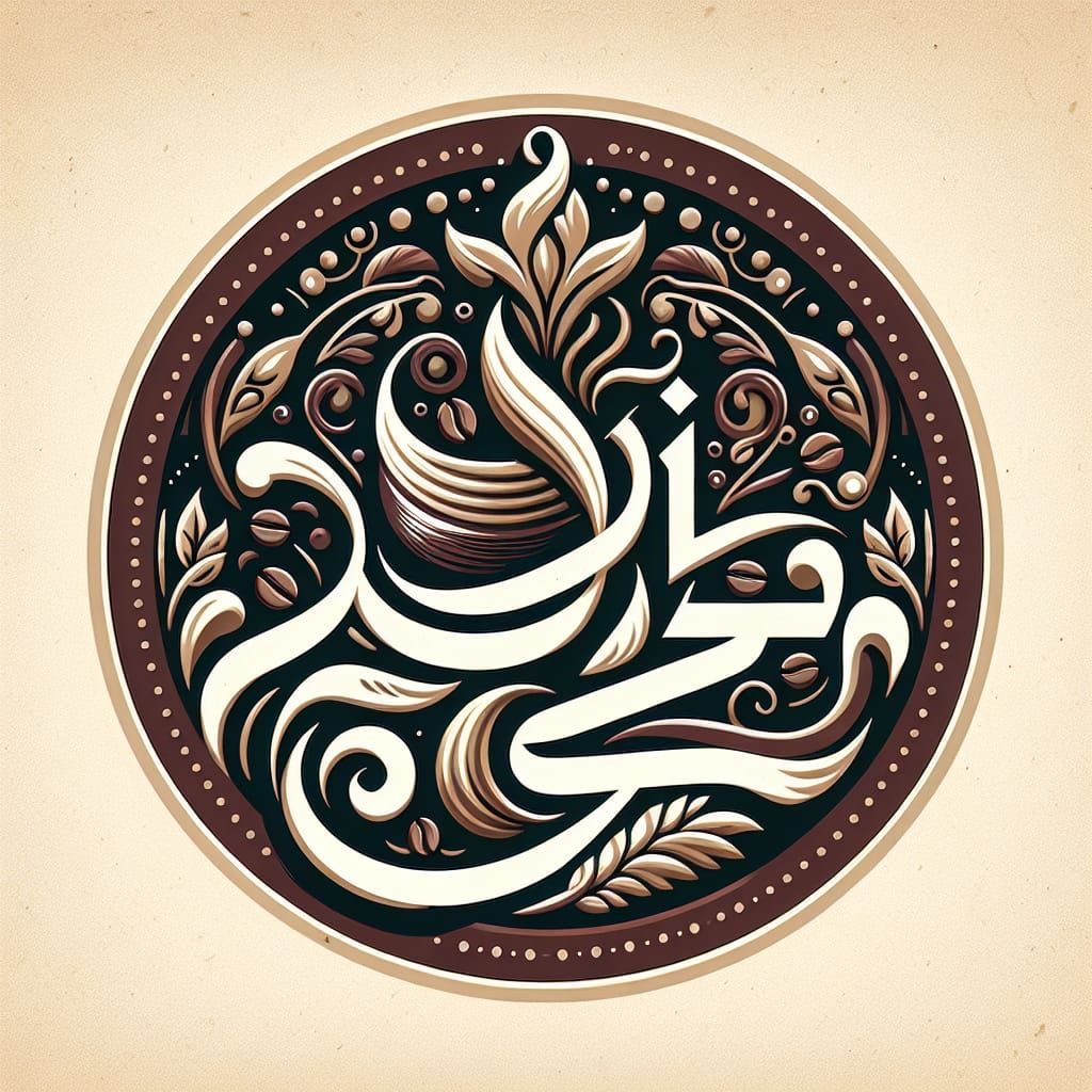 Elegant Arabic Coffee Shop Logo in Thuluth Calligraphy