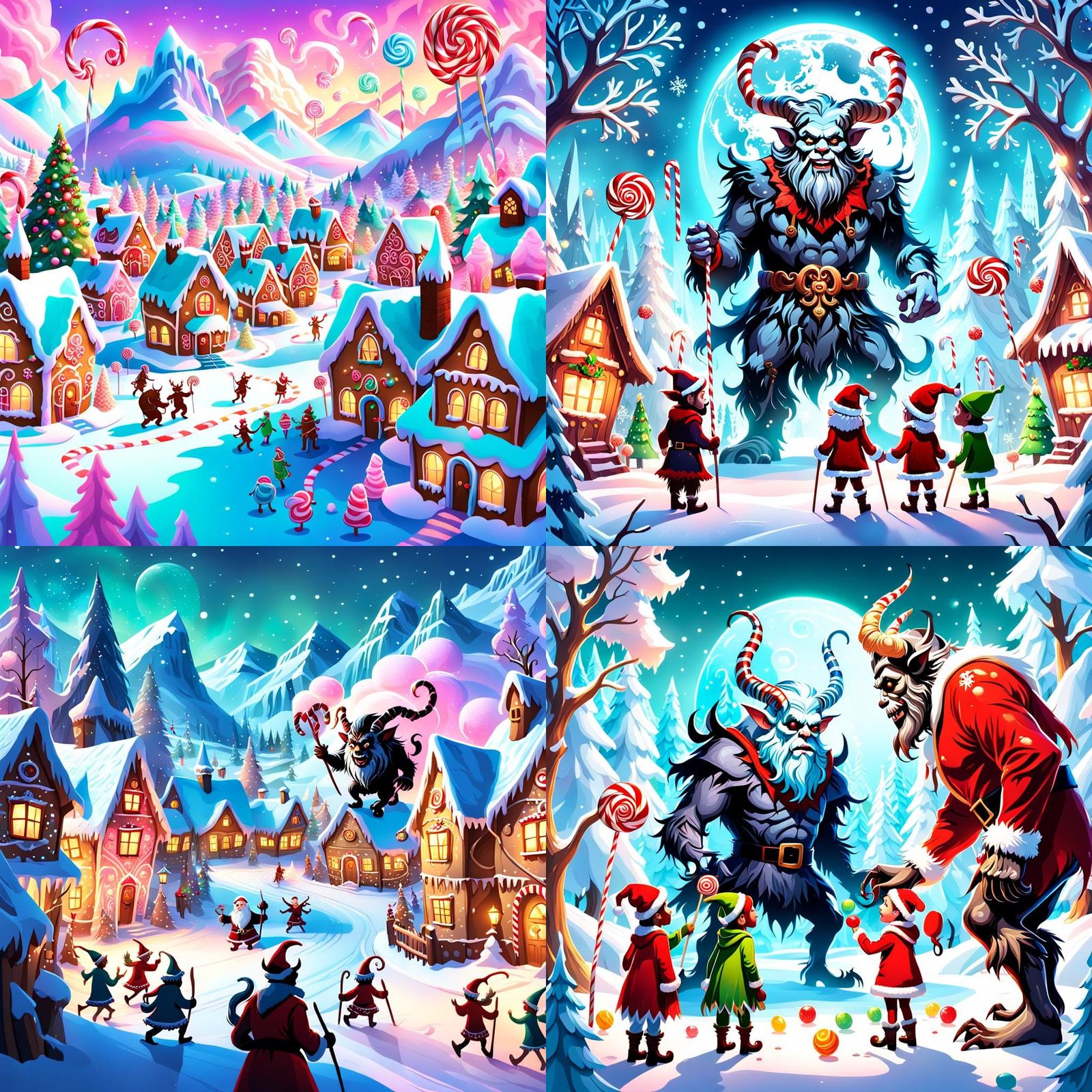 Winter Wonderland Divided: Santa vs. Krampus in Candyland
