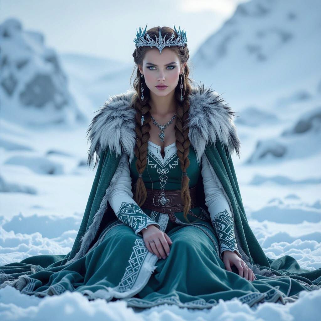 Viking Winter Goddess Rindr in Detailed Matte Painting