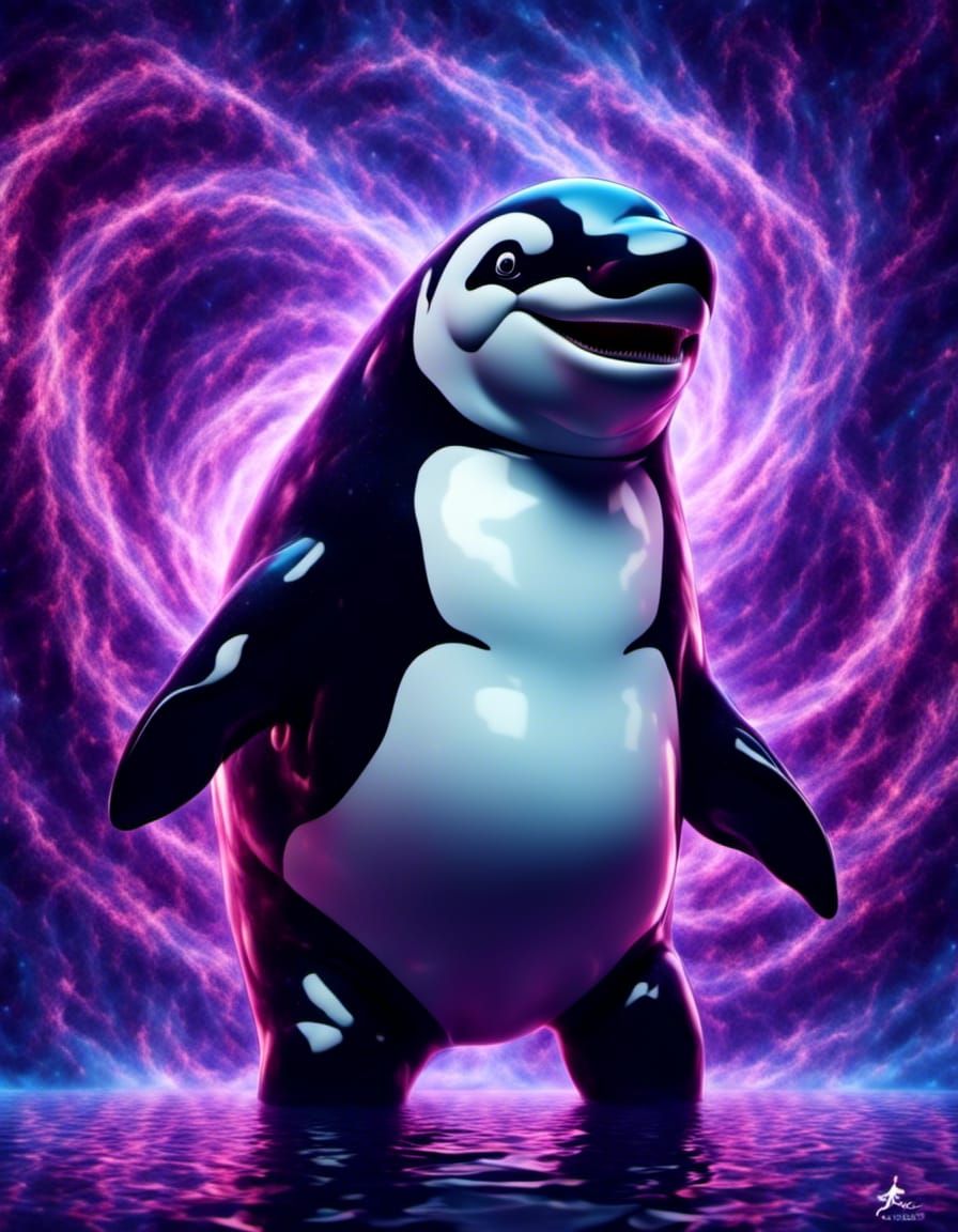 Smiling Orca Aerobics Instructor: Surreal Cartoon