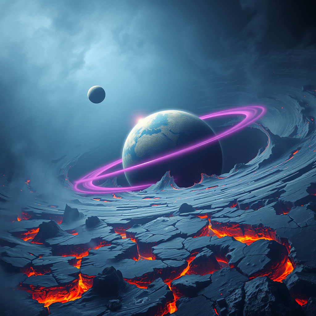 Cracked Earth with Amethyst Belt: Cosmic Decay