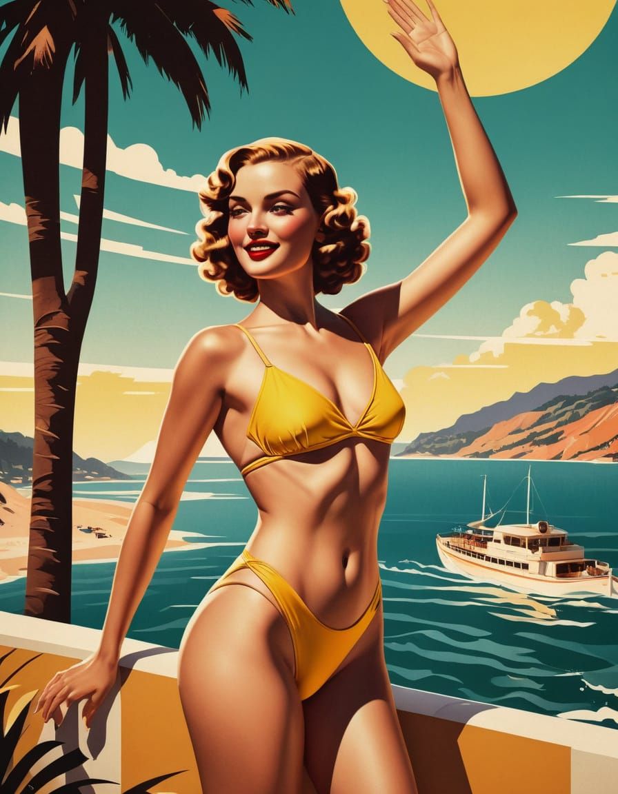 Vintage Art Deco Travel Poster of Devon