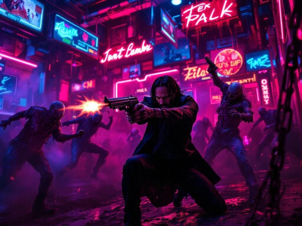 John Wick vs Zombies in Neon Nightclub