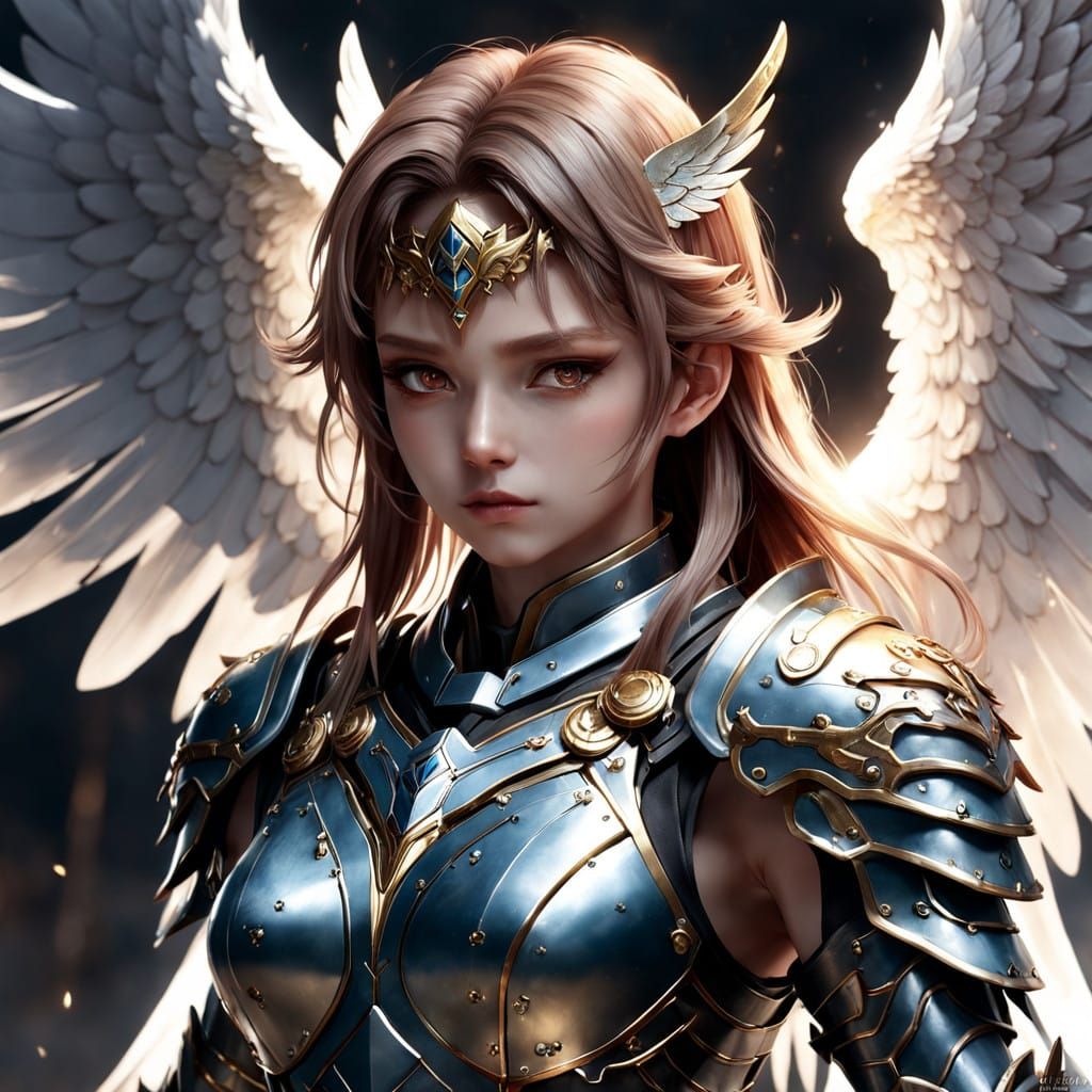 Angel Warrior in Legendary Armor, Balance of Light and Darkn...